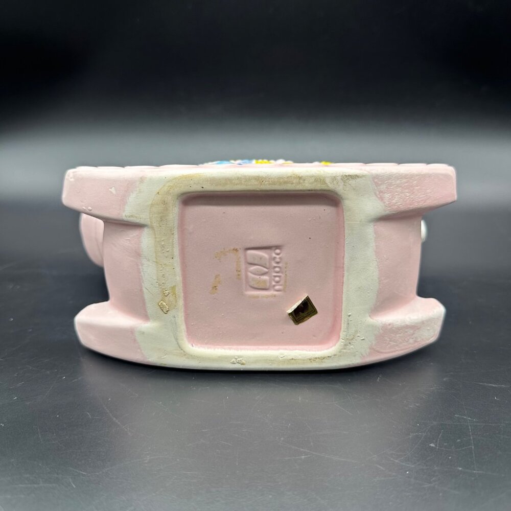 Vintage Baby Rocking Horse Planter Pink Kitsch Napco Taiwan Catch All Storage - Picture 7 of 12